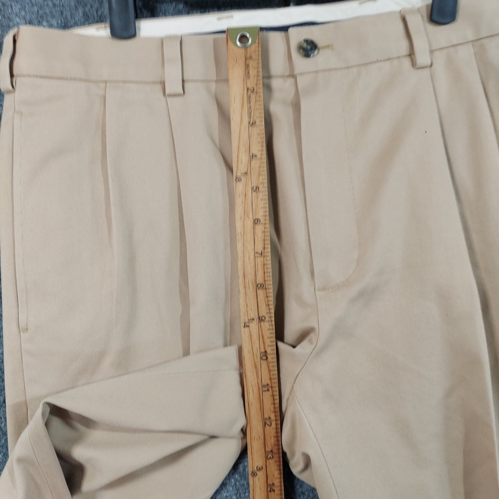 Brooks Brothers Advantage Chino Elliot Men 35x29 Tan Pleated Cuffed Pants - Picture 7 of 10